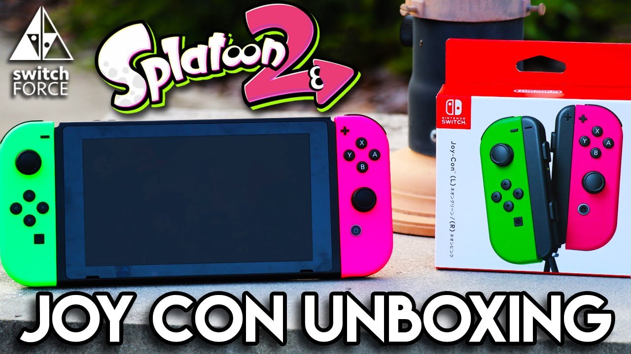 Nintendo Switch NEON Green and Pink Joy Con Unboxing + Review (Splatoon 2 Joycon)