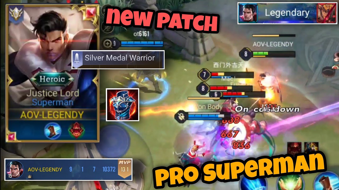 NEW PATCH Superman Pro Gameplay | Ultimate CC Chain | Arena Of Valor Superman Moonlight
