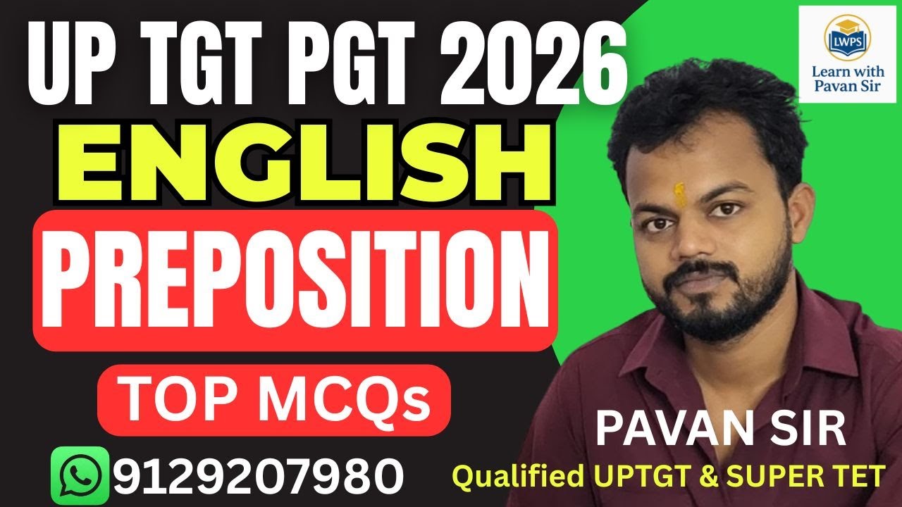 UP TGT PGT English 2026 | Preposition Practice MCQs | Learn with Pavan Sir