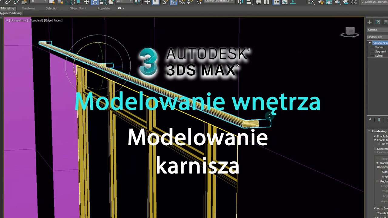 3ds Max WNĘTRZA - 05 - Modelowanie karnisza