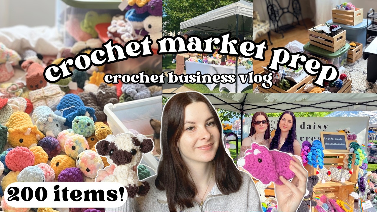 a month of crochet market prep! $1.8k inventory! crochet business vlog 🧶 (+ links to patterns)