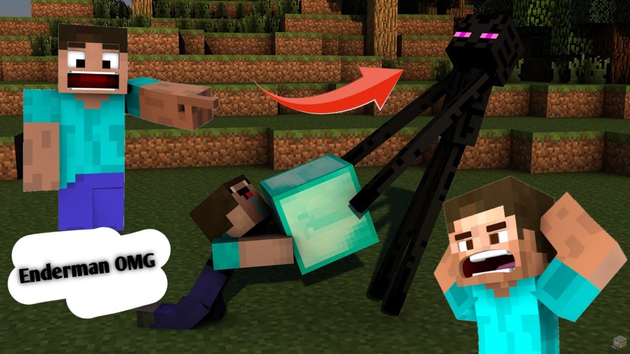 Minecraft NOOB vs ENDERMAN || ENDERMAN DIAMOND BUILD CHALLENGE | Animation