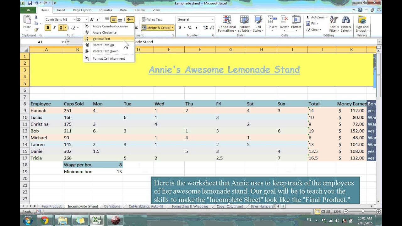 Excel Home Tab, Part 1