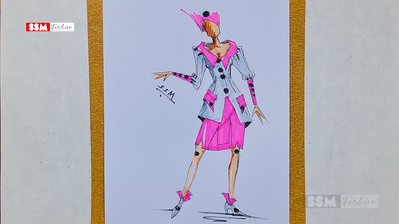 Fashion Sketch Tutorial — Elegant Pink Suit Illustration | SSM Fashion