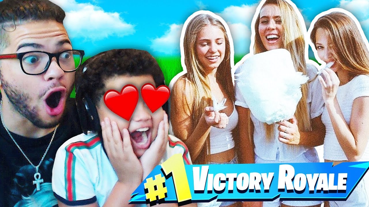 MY LITTLE BROTHER PLAYS WITH A FULL SQUAD OF GIRLS!! HE TRIED SO HARD TO IMPREES THEM! FORTNITE BR