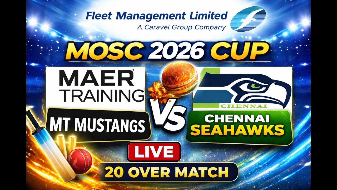 MT Mustangs 🆚 Chennai SeaHawks | 🏏 Fleet Management LTD – MOSC 2026 Cup | 20 Over League Match LIVE