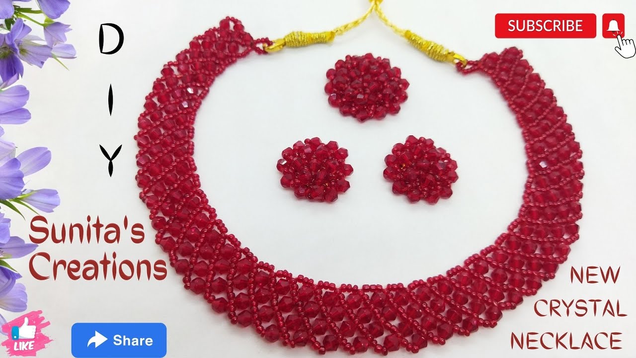 Crystal and beads Necklace/ छड्के बुट्टा #viral #trending #crystal #diyjewelry #handmadejwellery