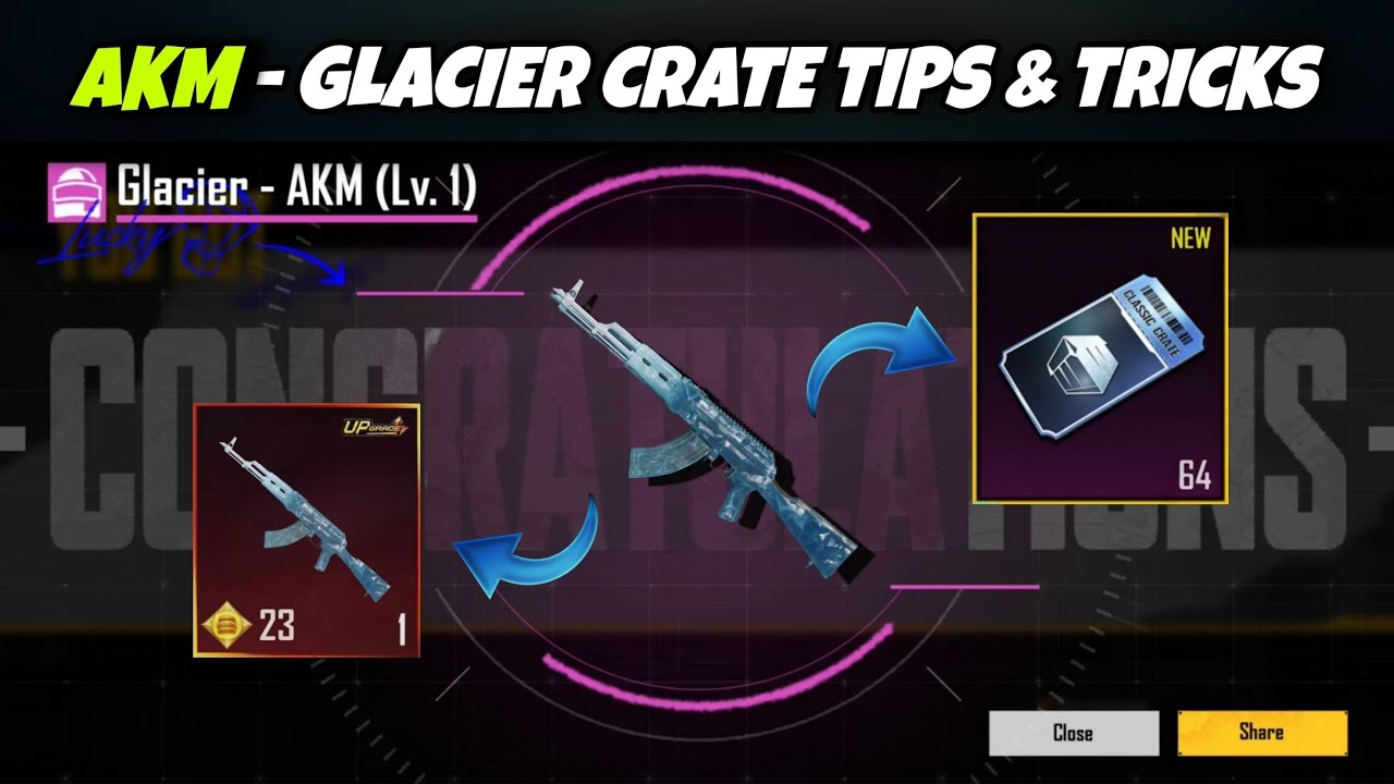 AKM - Glacier Crate Opening Tricks BGMI || Classic Crate Opening || AKM Glacier Tricks 😱
