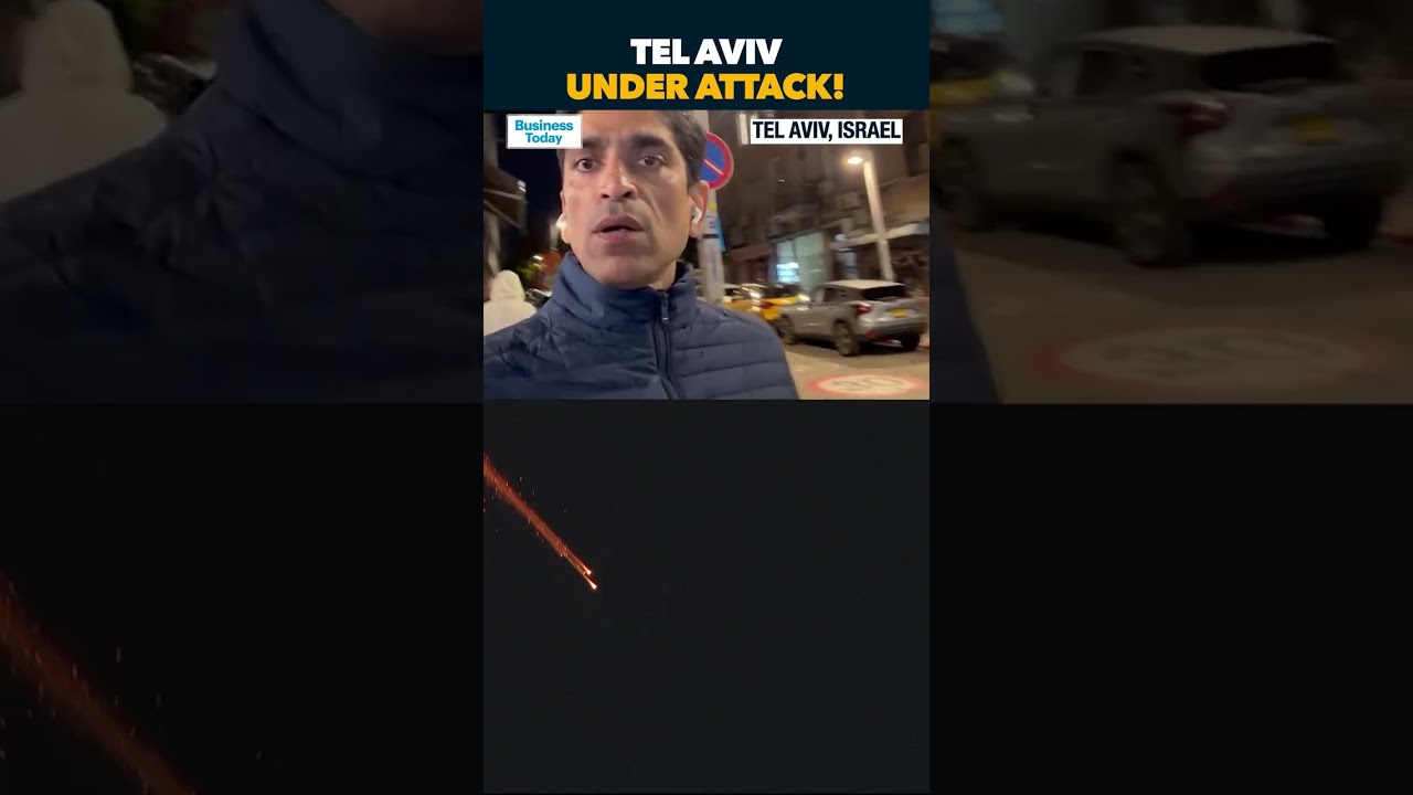 На камеру: Сирены раздаются над Тель-Авивом, Израиль перехватывает иранскую ракету | Репортаж с м...