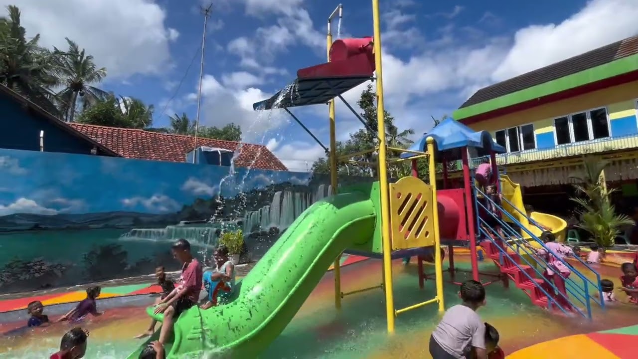 Keseruan berenang di songging waterpark kebumen bersama anak anak TK Kusuma kalirejo kebumen 