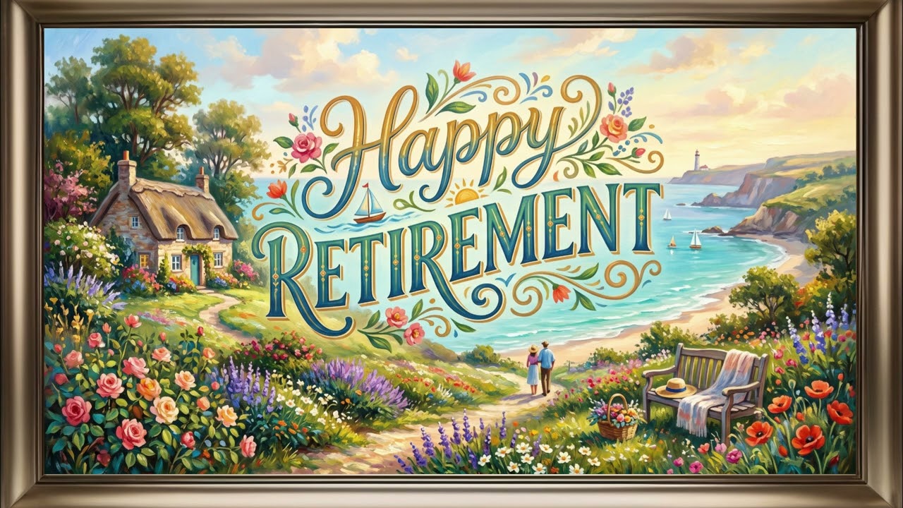 Happy Retirement Frame TV Art | Festive Screensaver Wallpaper For Your TV☀️⛵️
