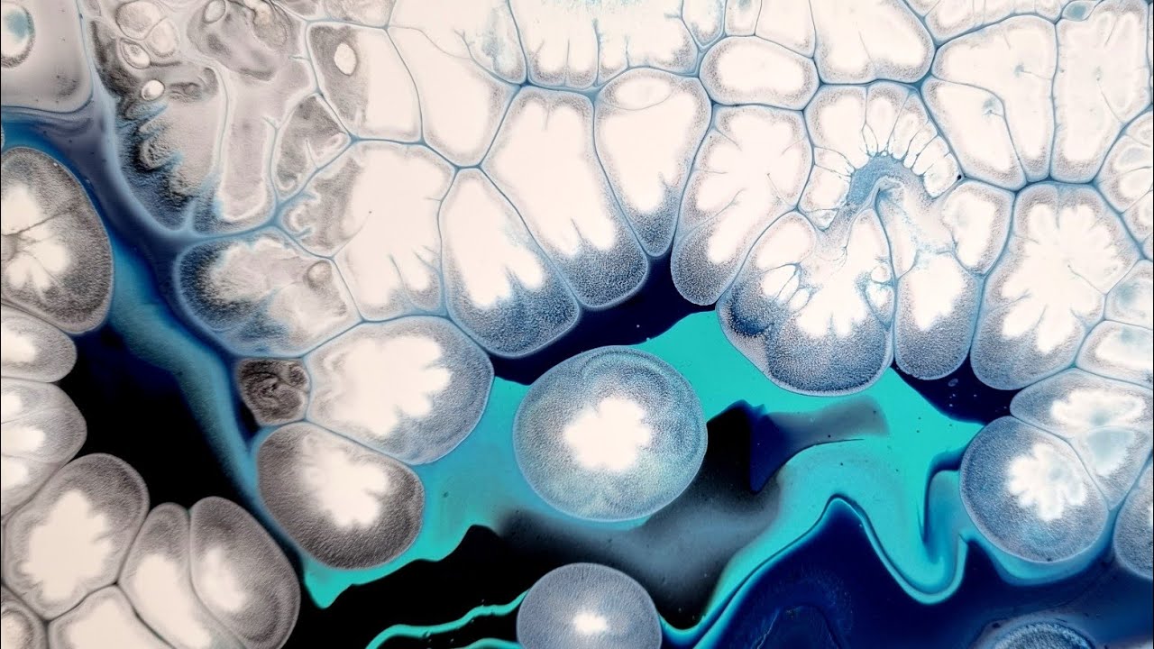 #166 'Mraz' - Bellissima Pittura Fluida con Reazione del Colore - Fluid Art in Italiano