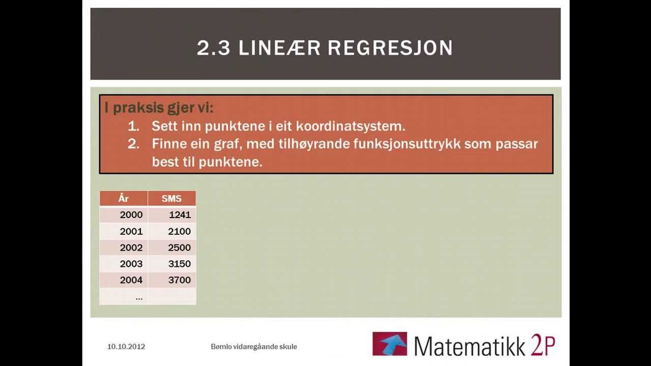 2.3 Line&aelig;r regresjon - teori