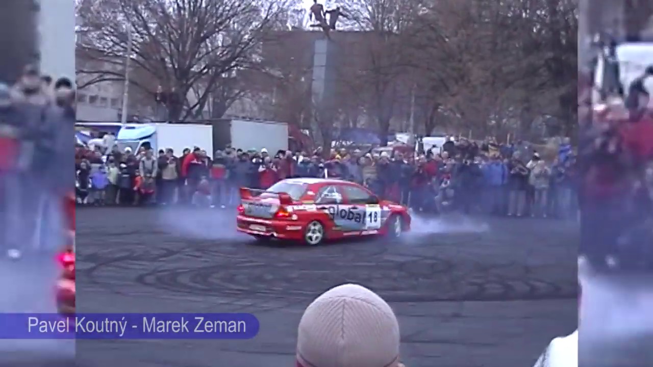 Rallysprint 2005 in Prague, sliding rally cars, Koutný, Valoušek, Triner, Trojan (WRC).