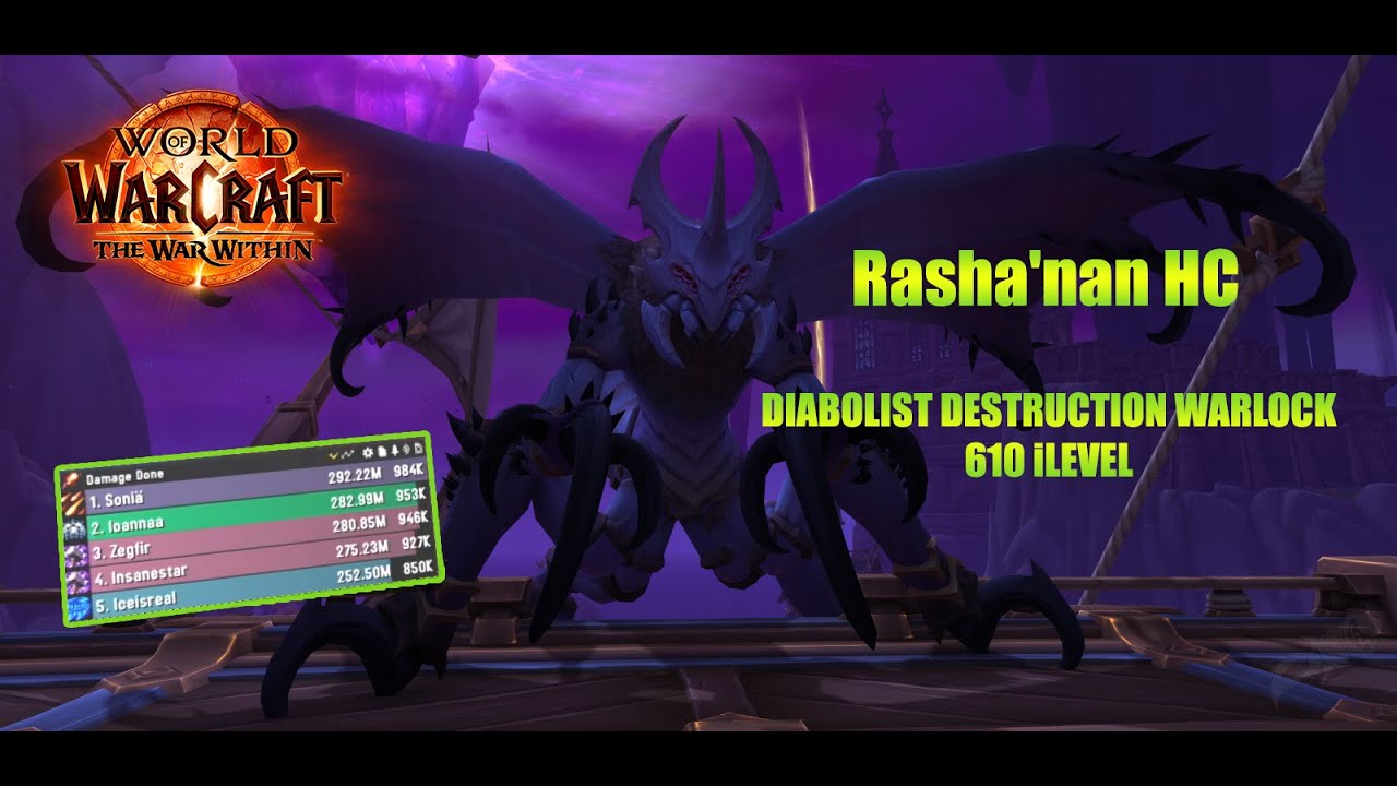 Nerub ar Palace HC Rasha'nan Destruction Warlock POV 4k Ultra Settings Guild Run