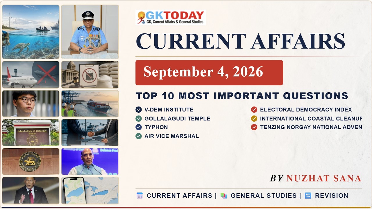 GKToday Current Affairs 🎯 4 September, 2026
