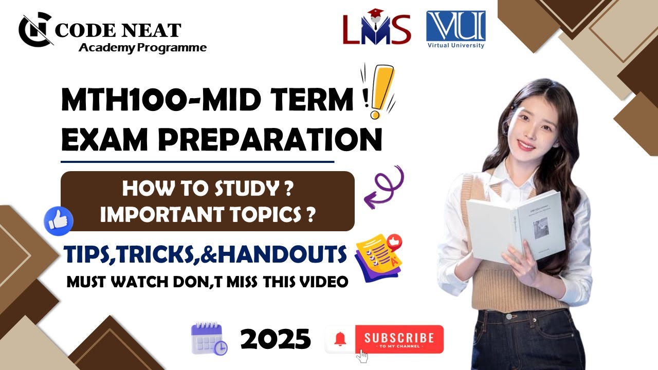 MTH100 Midterm Prep | Important Topics, MCQs, PDF Notes & Paper Strategy + Tricks | codeneat.com