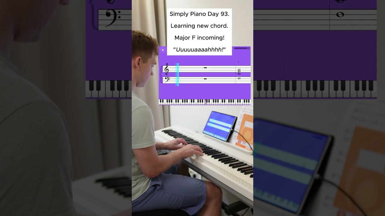 I'm Learning Piano Using Simply Piano &ndash; Day 93 &ndash; Learning New Chord Major F
