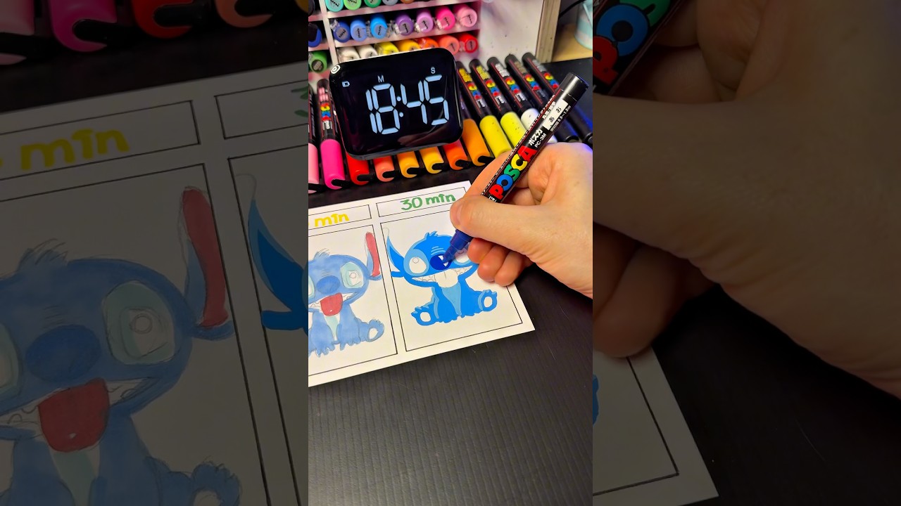 30 sec, 3 min, 30 min Drawing STITCH💙🎨😀