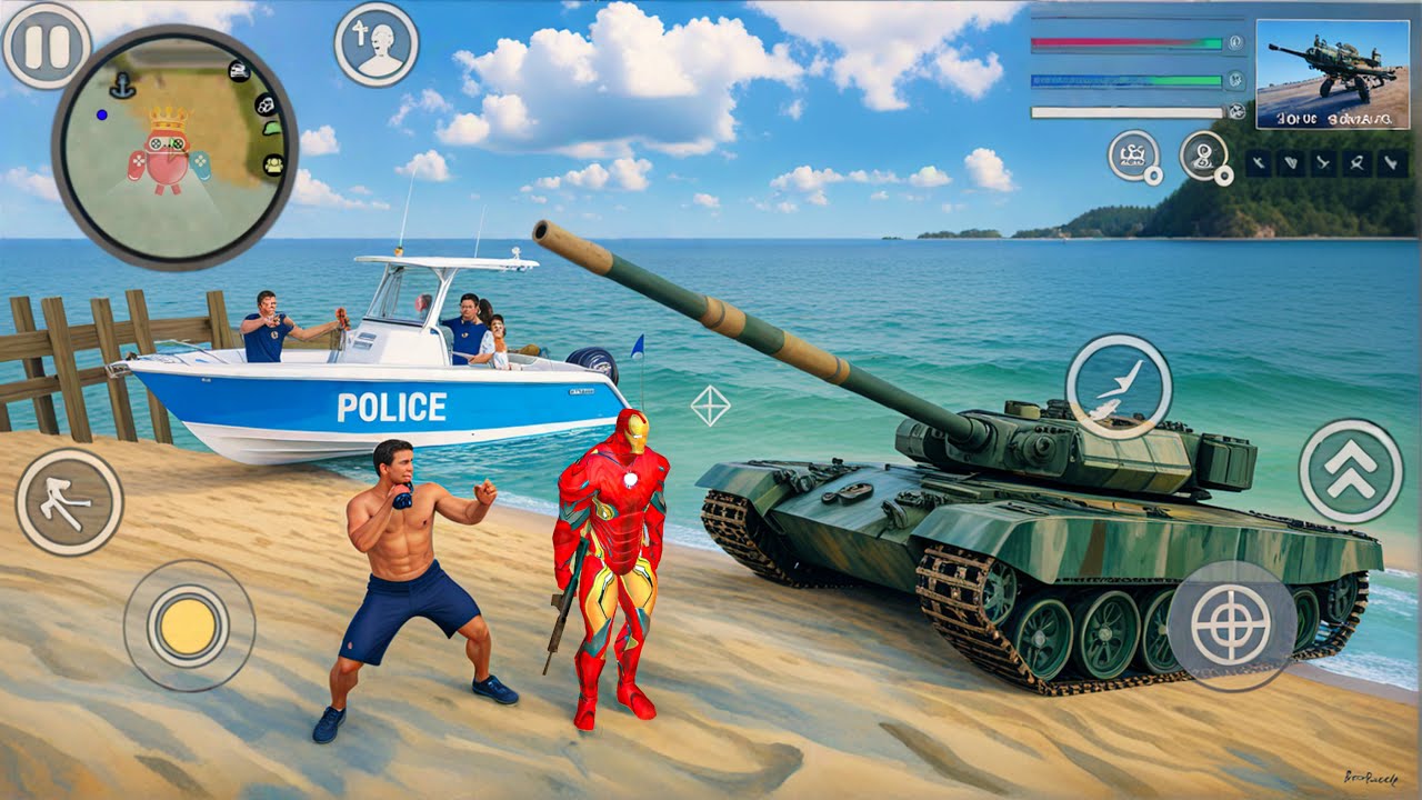 Iron Rope Hero Vice Town Tank and Helicopter - Android Gameplay
