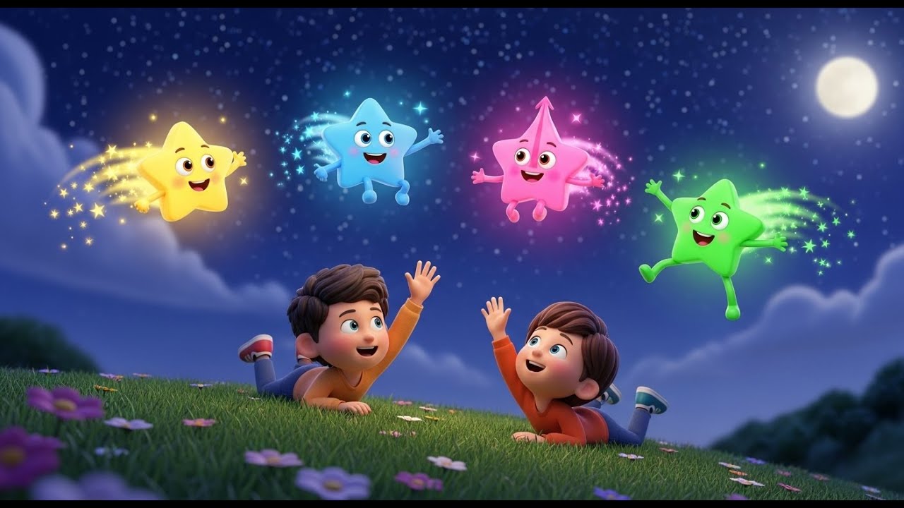 Cuatro Pequeñas Estrellas de Juguete Brillan | Rimas Infantiles y Canciones para Niños