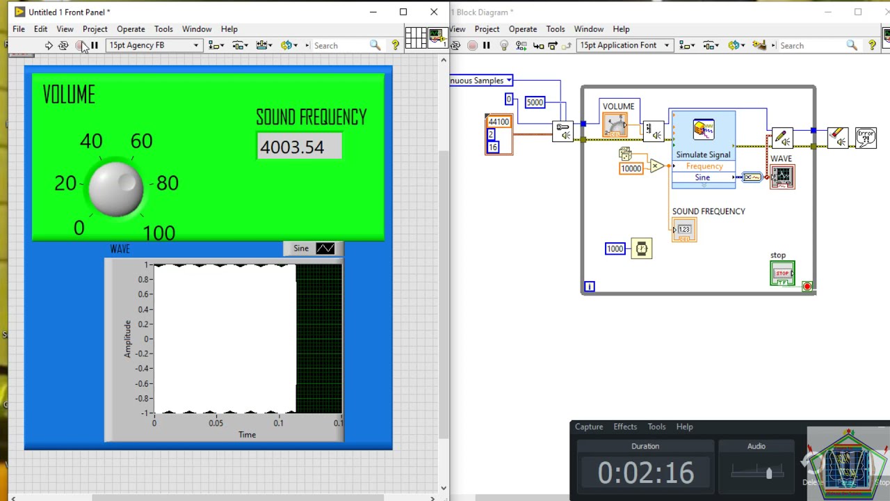 LABVIEW AUTO VARIABLE FREQUENY SOUND AUDIO GENERATION