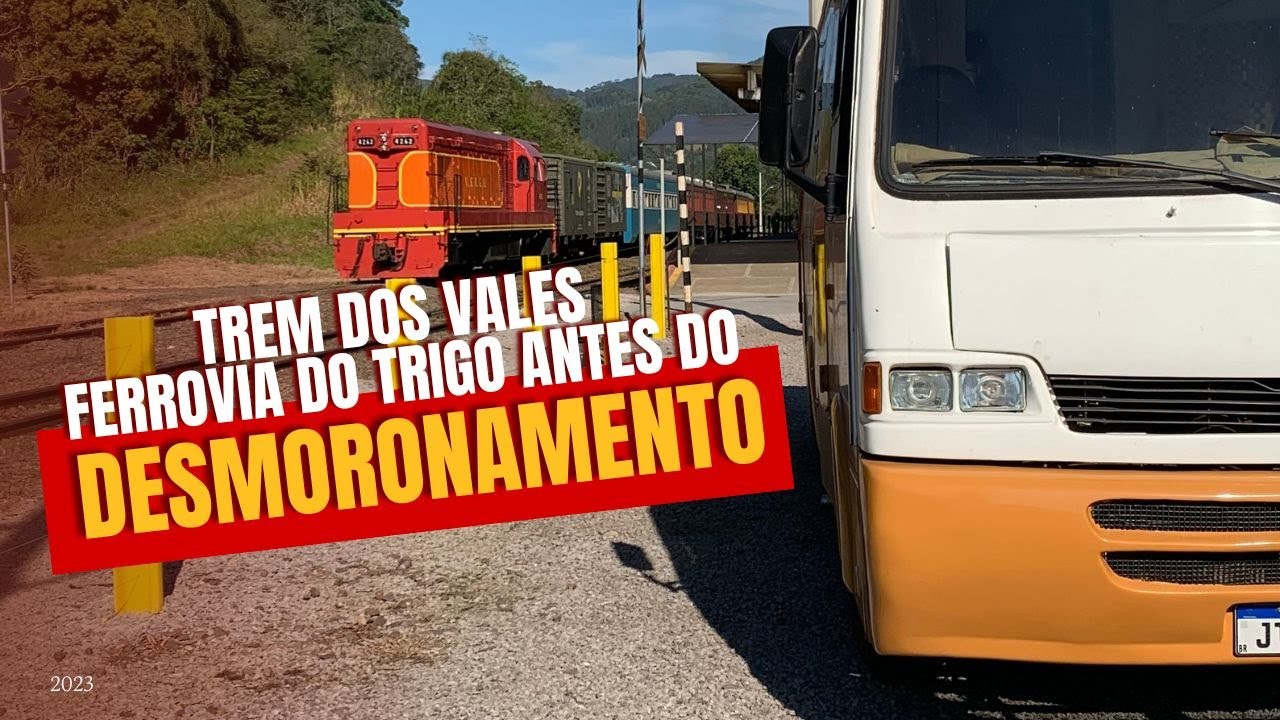 Trem dos Vales - Ferrovia do Trigo antes do desmoronamento - Muçum RS