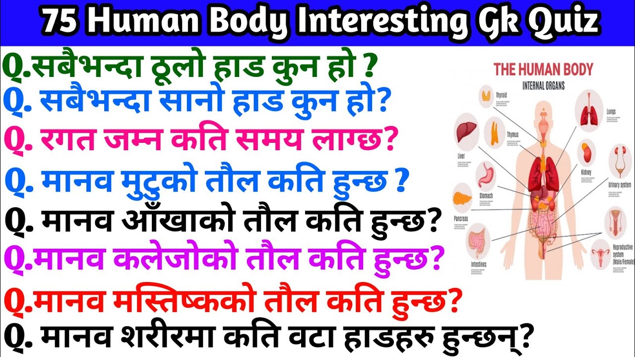 Every Knowledge About Human Body।। Science gk questions and answers in nepali #currentgknepal
