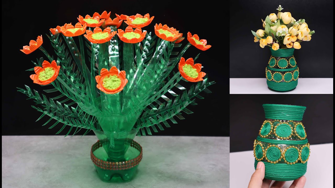 DIY Plastic bottle craft flower | Best out of waste plastic bottle | 2 ide kreatif botol plastik
