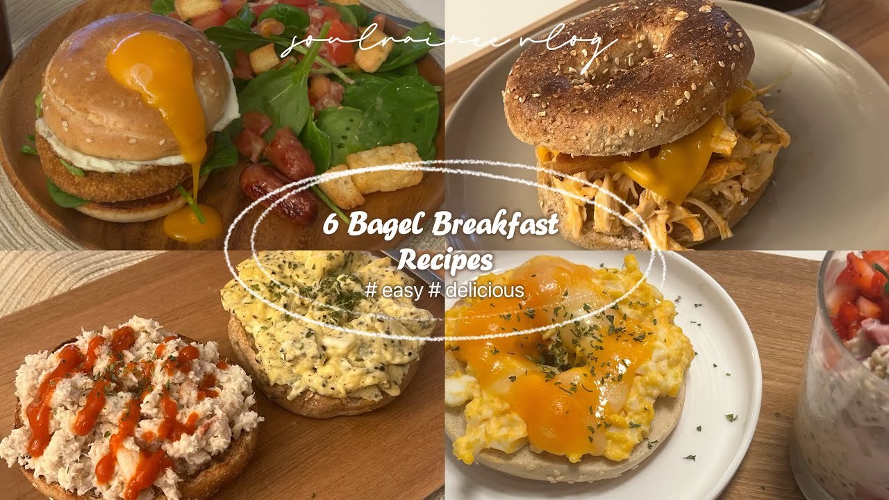 6 Bagel Breakfast Ideas 🥯|| easy + healthy recipes 🥪 || aesthetic cooking vlog