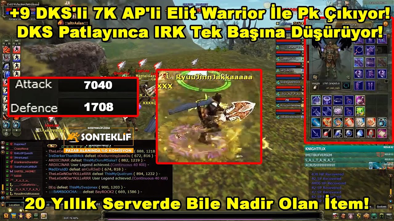 xCRUSH | PK with +9 DKS and 7K AP Elite Warrior! Destroys when DKS explodes! | Knight Online
