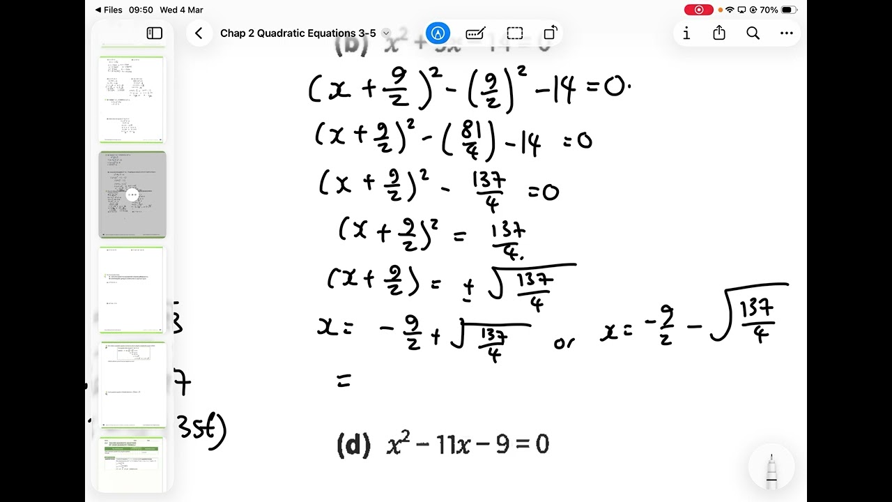 3 5 Solving Quadratic Eq by Completing the square part 2b
