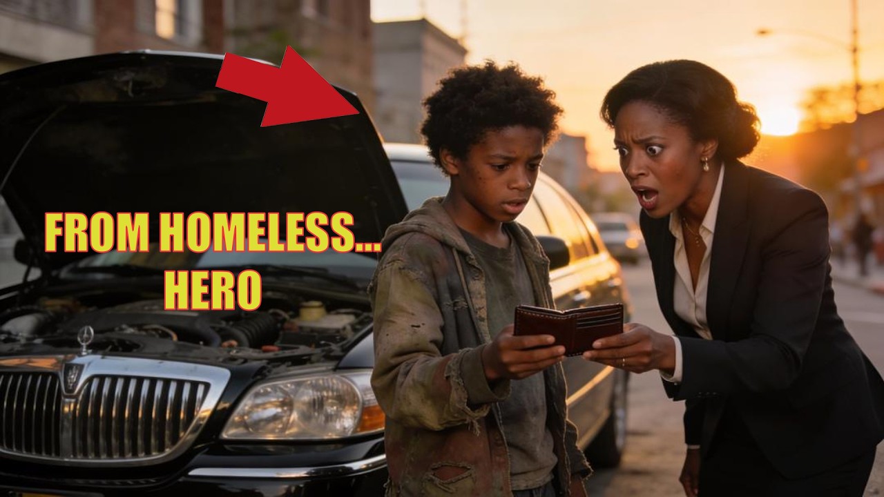 A Homeless Boy Fixed a Billionaire’s Car — Her Reaction to the Wallet Shocked Everyone