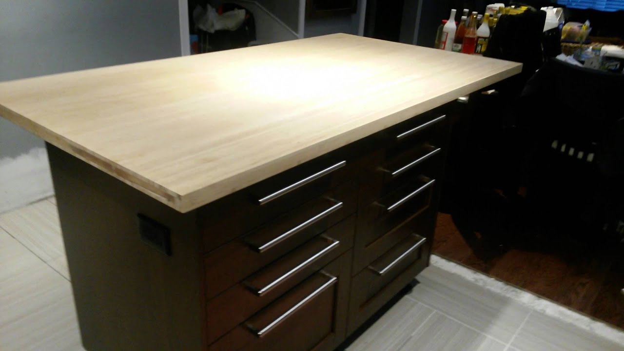 Ikea island in a bamboo counter top...