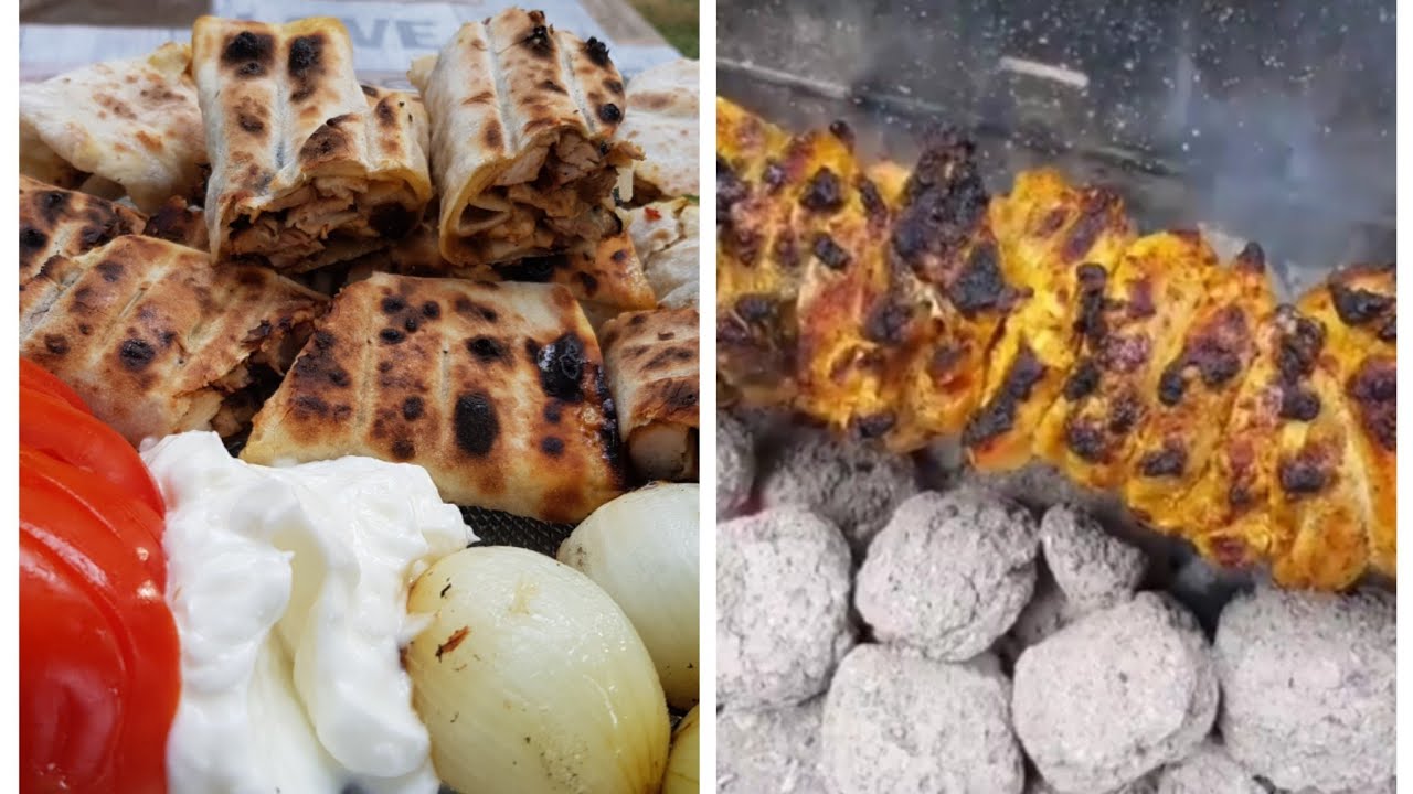 عمل شاورما الدجاج مشوي على الفحم بطريقة سهلة وسريعة ولذيذ مع أبو محمد