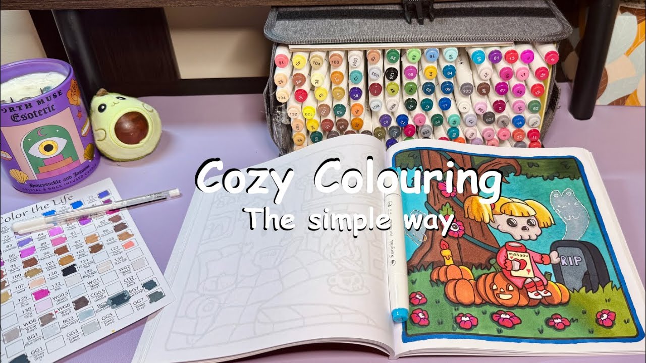 Cozy Colouring & Relaxing Music 🌸 | These budget alcohol markers are 🔥 | Spooky Cutie by Coco Wyo
