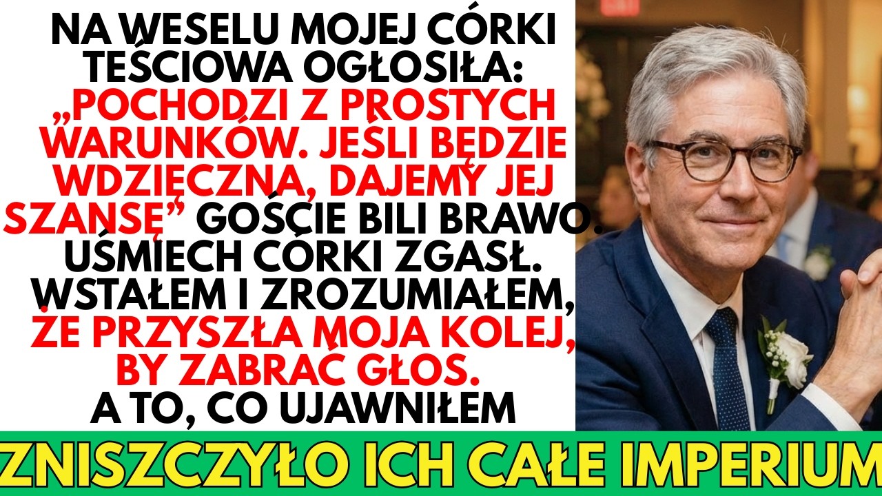 Teściowa na weselu wyśmiała „proste korzenie” mojej córki —więc UJAWNIŁEM sekrety, które zniszczyły