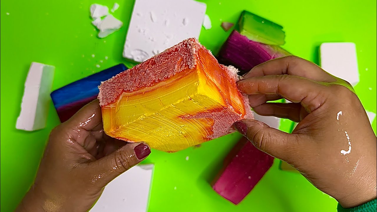 🌈🎨CRUNCHY SPLIT DYED X SOFT FRESH BLOCKS | ODDLY SATISFYING | GYM CHALK ASMR 🎧
