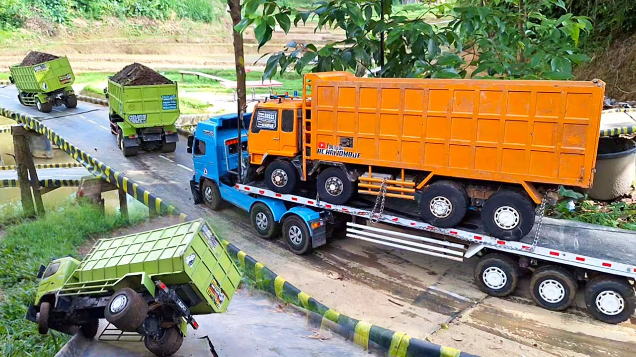 MINTA GENDONG Dump Truk Trailer Muatan Truk Fuso 220 Ps Hino 500 Tronton SALAH SUNDUL Truk TERGULING