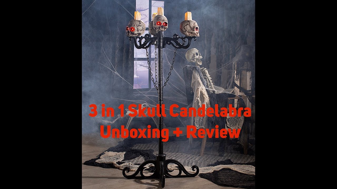Skeleton Skull 3 in 1 Candelabra Halloween Decoration Seasonal Visions Unboxing and Review