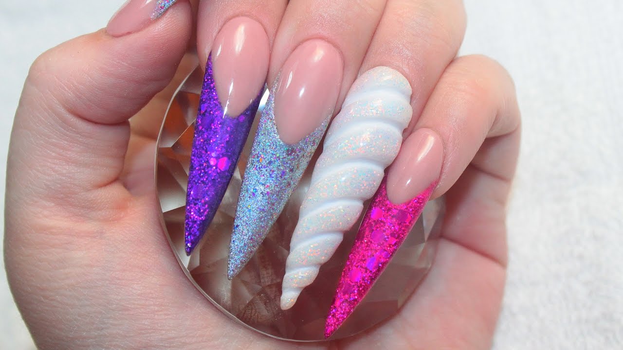 3D UNICORN HORN | UNICORN LAND ACRYLIC NAILS TUTORIAL