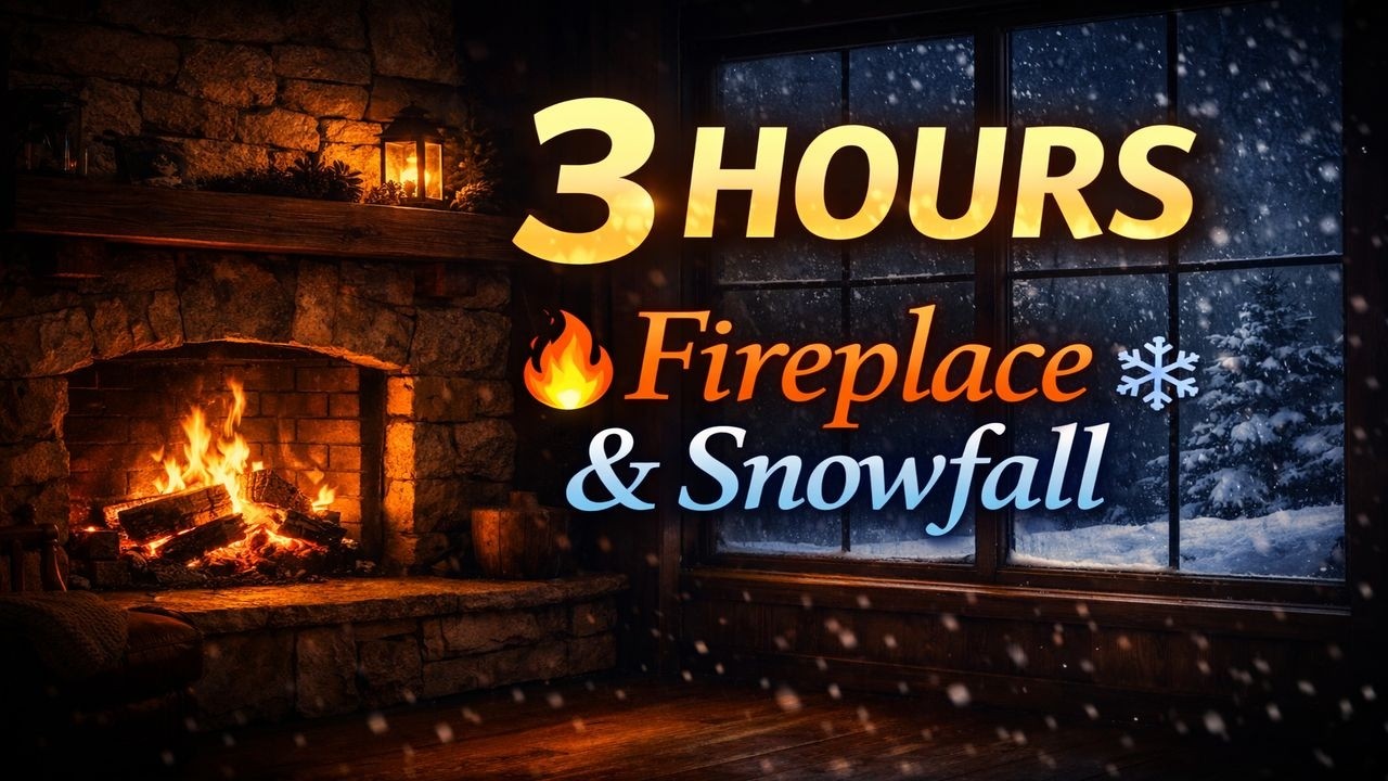 Corner Fireplace 🔥❄️ | 3 Hours of Gentle Fire & Soft Snow for Deep Sleep