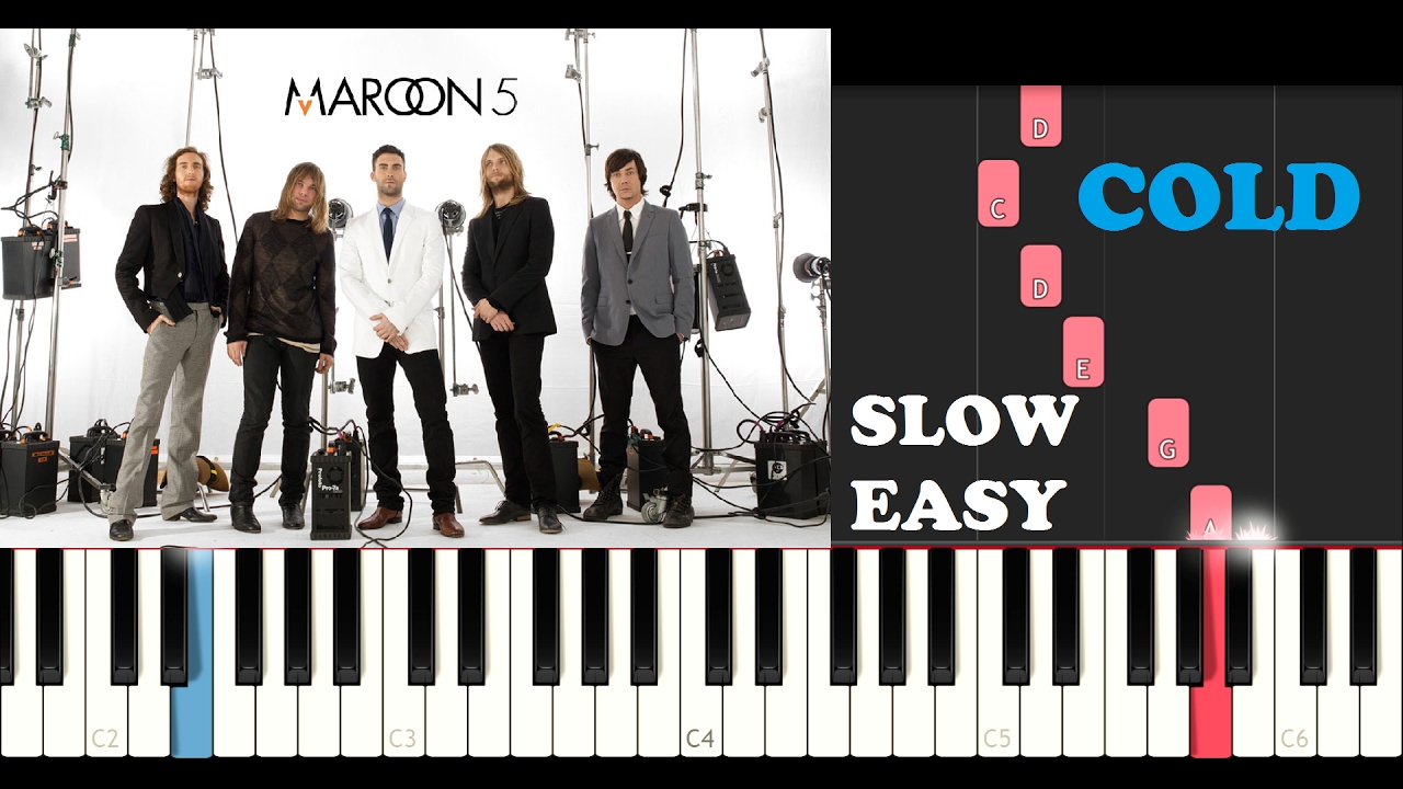 Maroon 5 - Cold (SLOW EASY PIANO TUTORIAL)