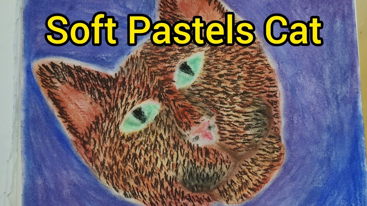 Easy Cat Drawing with Soft Pastels | Cute & Colorful Cat Art for Beginners