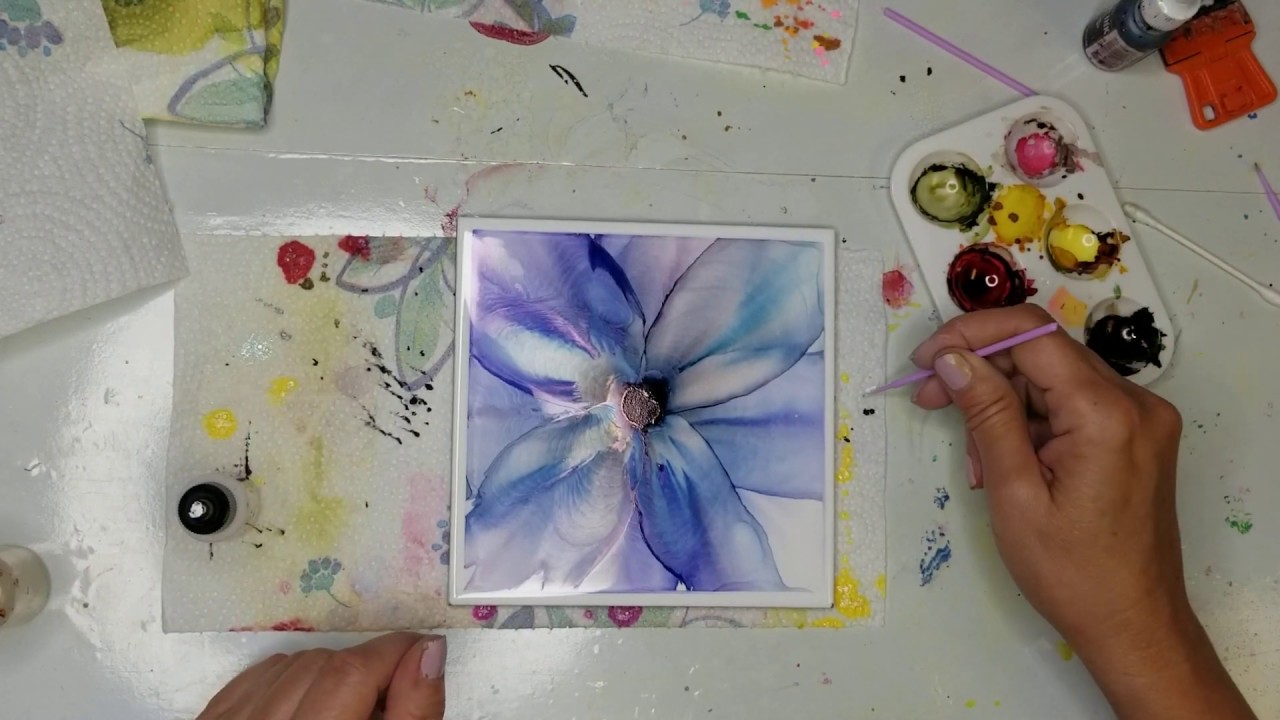 #93 Tutorial - Gorgeous flowers on tile without using airbrush