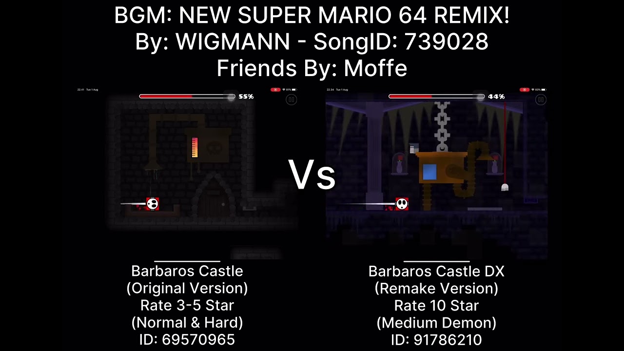 Geometry Dash = Barbaros Castle Vs Barbaros Castle DX (Comparison) (Original Vs Remake) (More)