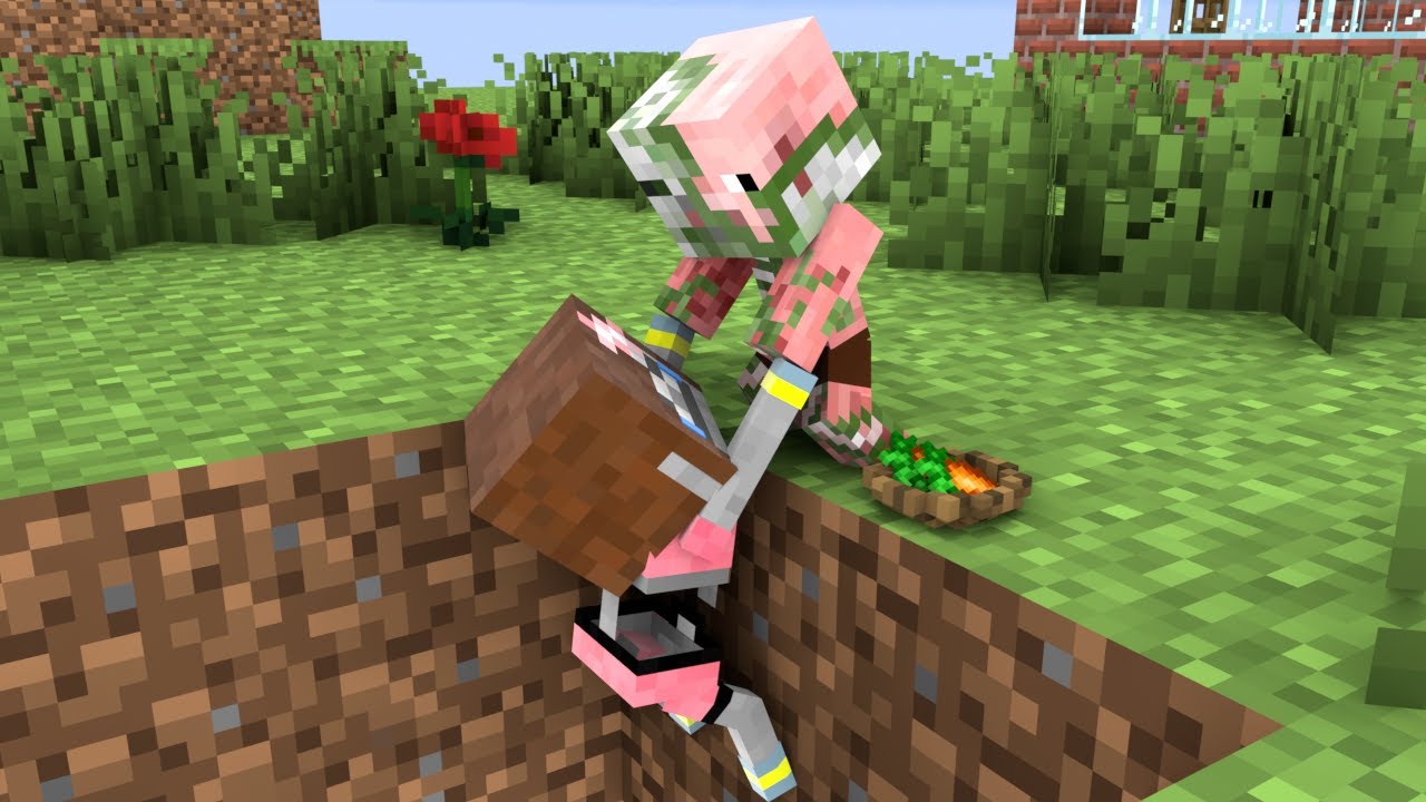 Baby Skeleton Girl and Baby Zombie Pigman - Sad Story - Minecraft Animation