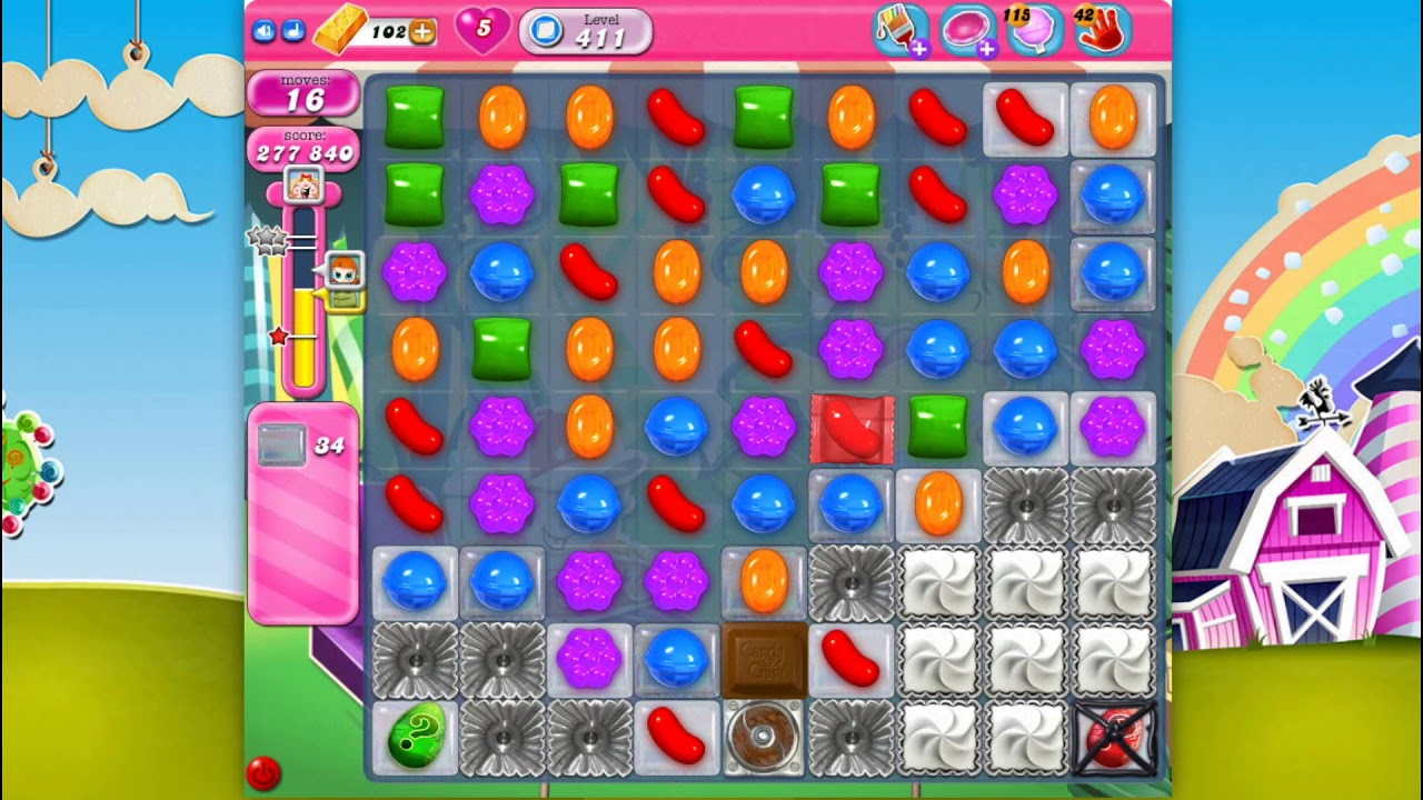 Candy Crush Saga - Level 411 - No boosters ☆☆☆