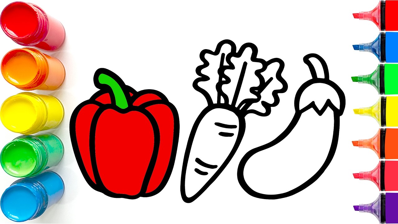 Drawing and Coloring Healthy Vegetables | Easy Step by Step Tutorial