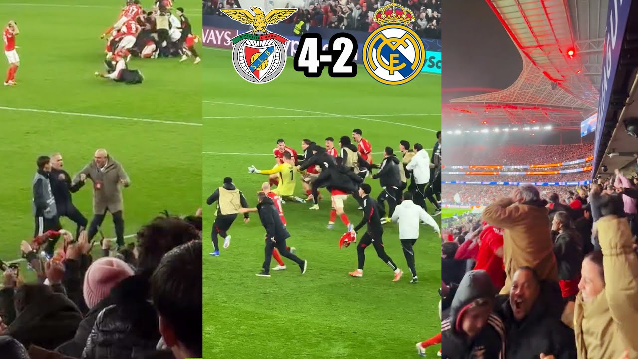 Benfica Fans Go Completely Crazy As Trubin Scores Last Minute Header Goal Against Real Madrid (90+8)